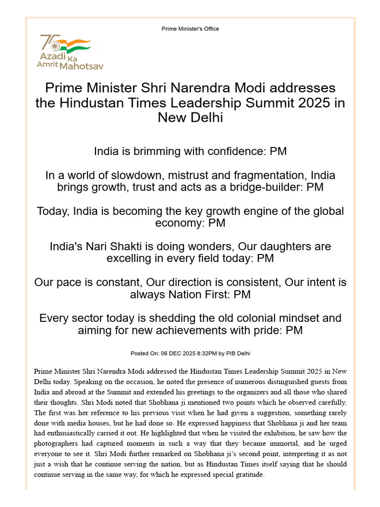 Modi's Vision for India's Growth 2025 | PDF | Narendra Modi