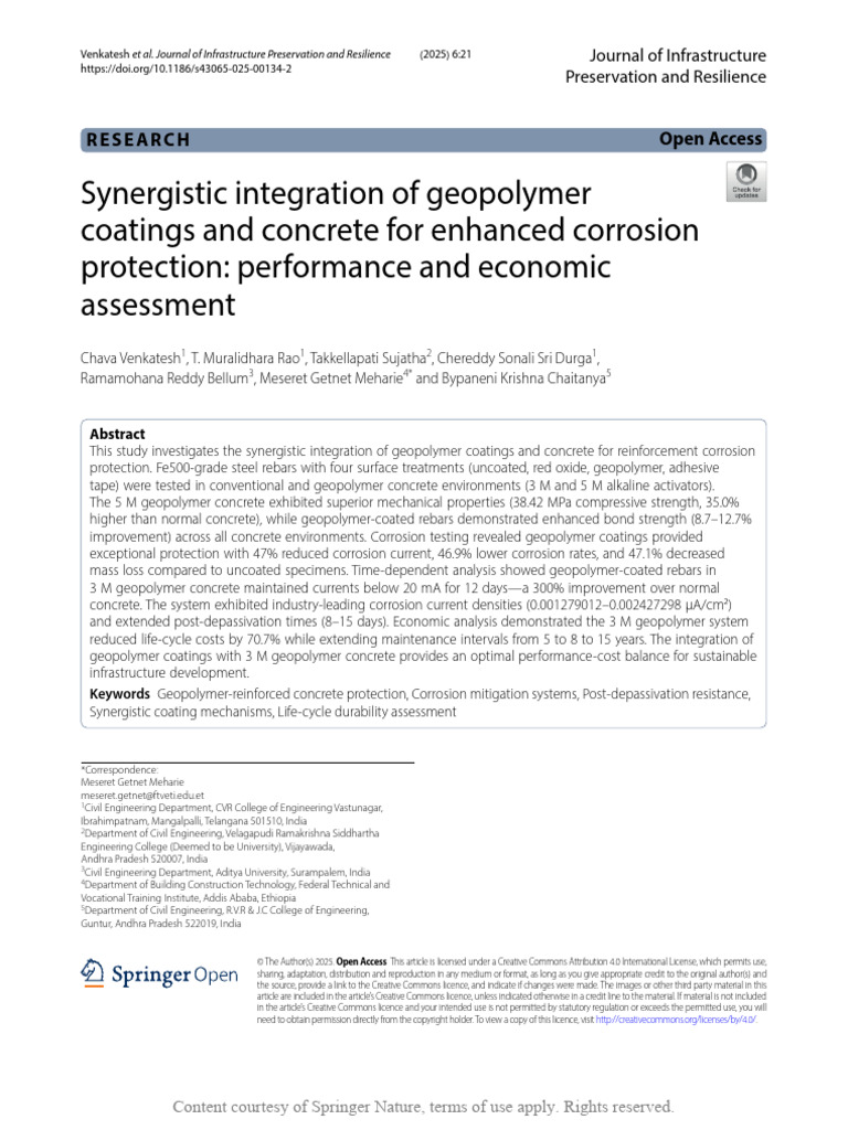 Geopolymer Coatings for Concrete Corrosion Protection | PDF | Concrete ...