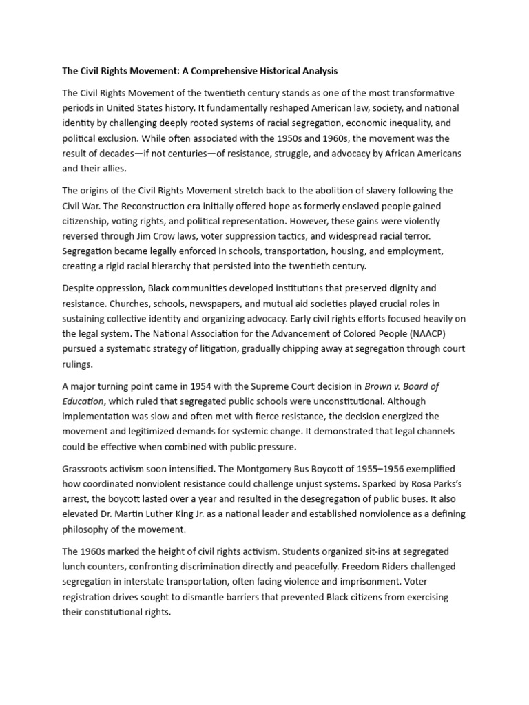 Civil Rights Movement Historical Overview | PDF | Society Of The United ...