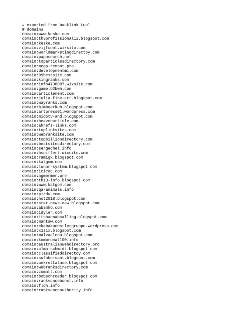 Backlink Domains List for SEO | PDF
