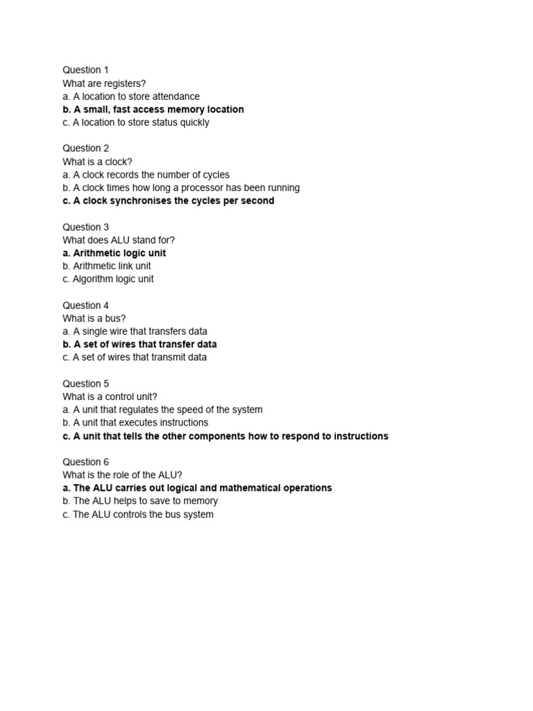 Computer Architecture Basics Quiz | PDF