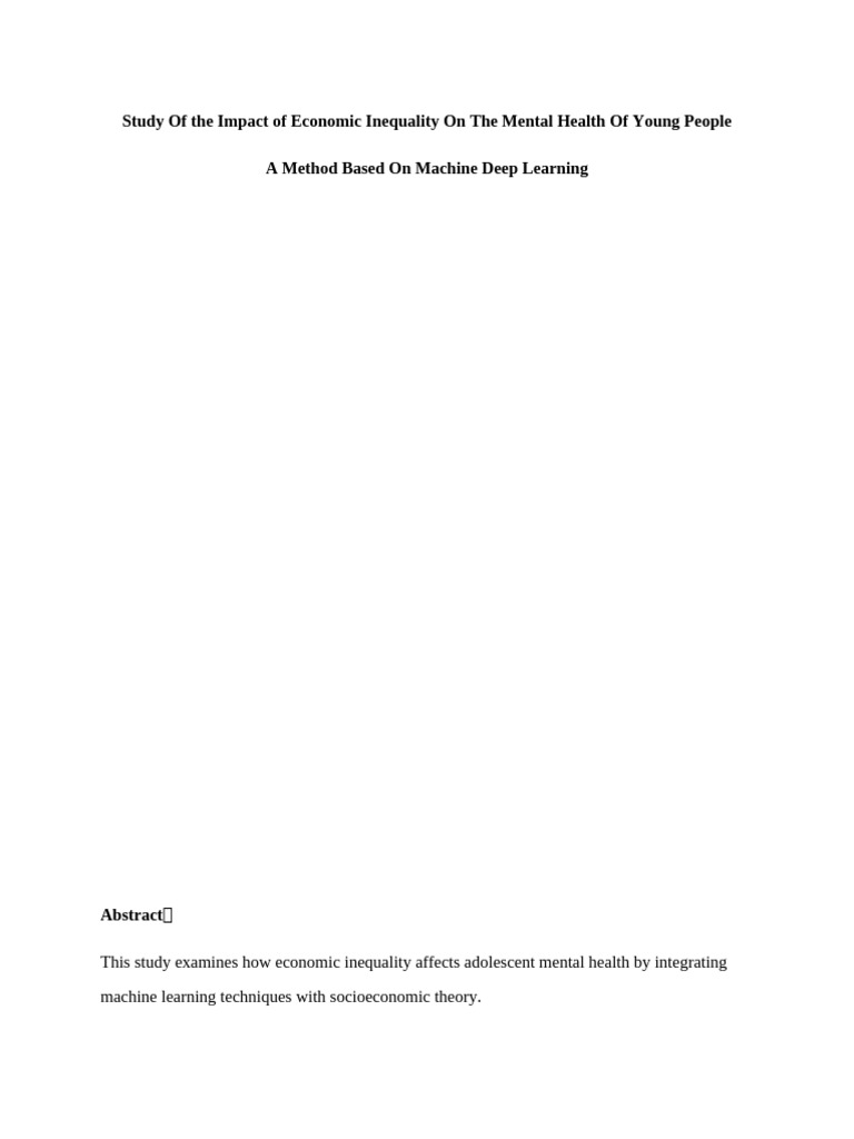 Study of The Impact of Economic Inequality On The Mental Health of ...
