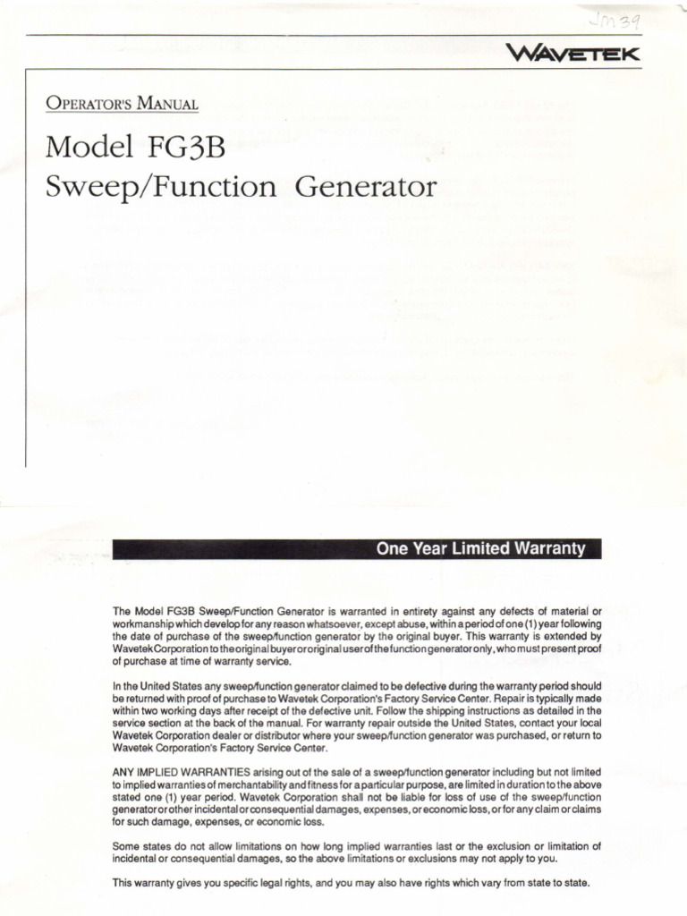 FG3B Sweep/Function Generator Manual | PDF | Frequency Modulation ...