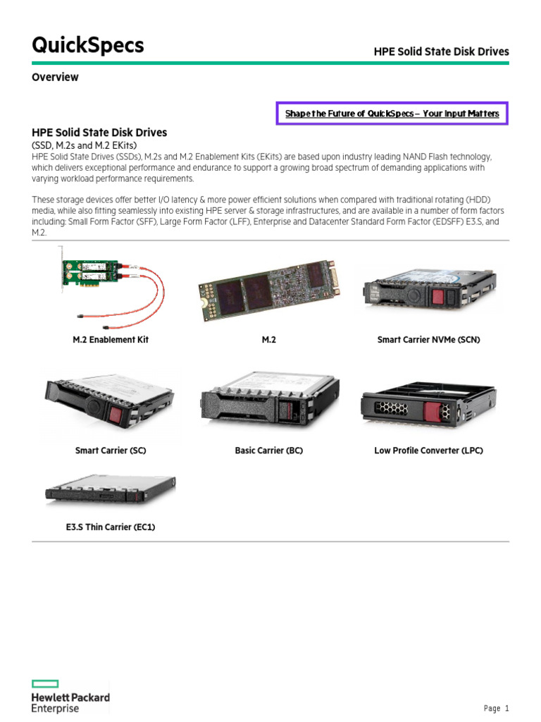 HPE Solid State Disk Drives QuickSpecs-A00001288enw | PDF | Solid State ...