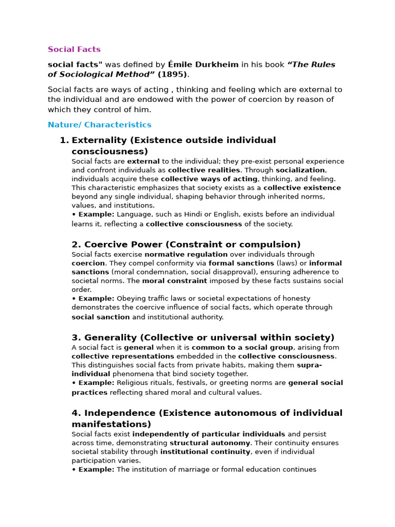 Understanding Social Facts in Sociology | PDF | Sociology | Émile Durkheim