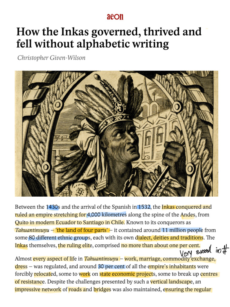 Inka Empire: Governance Without Writing | PDF | Inca Empire