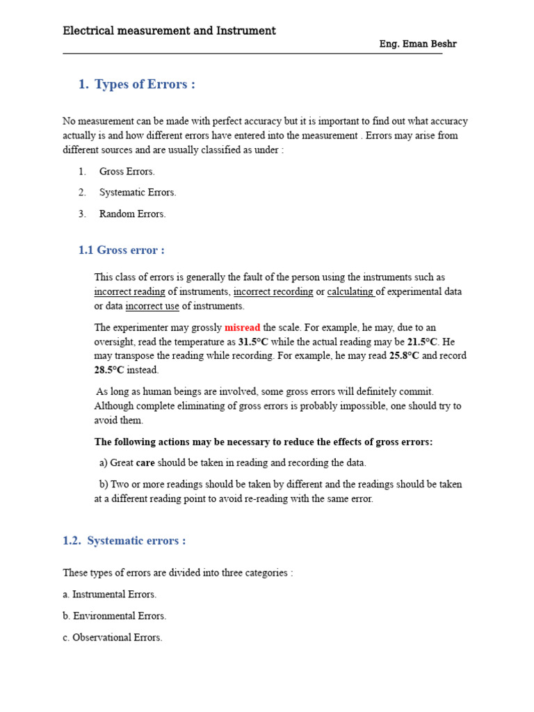 Understanding Electrical Measurement Errors | PDF | Observational Error ...