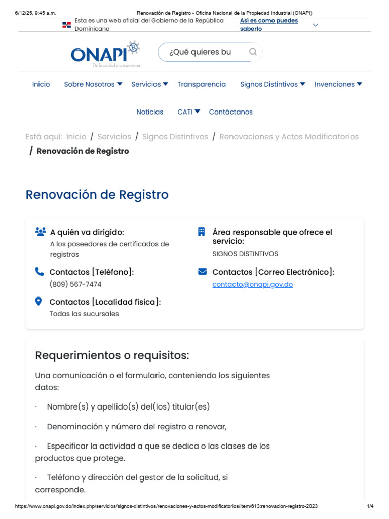 60 Renovación de Registro - Oficina Nacional de La Propiedad Industrial ...