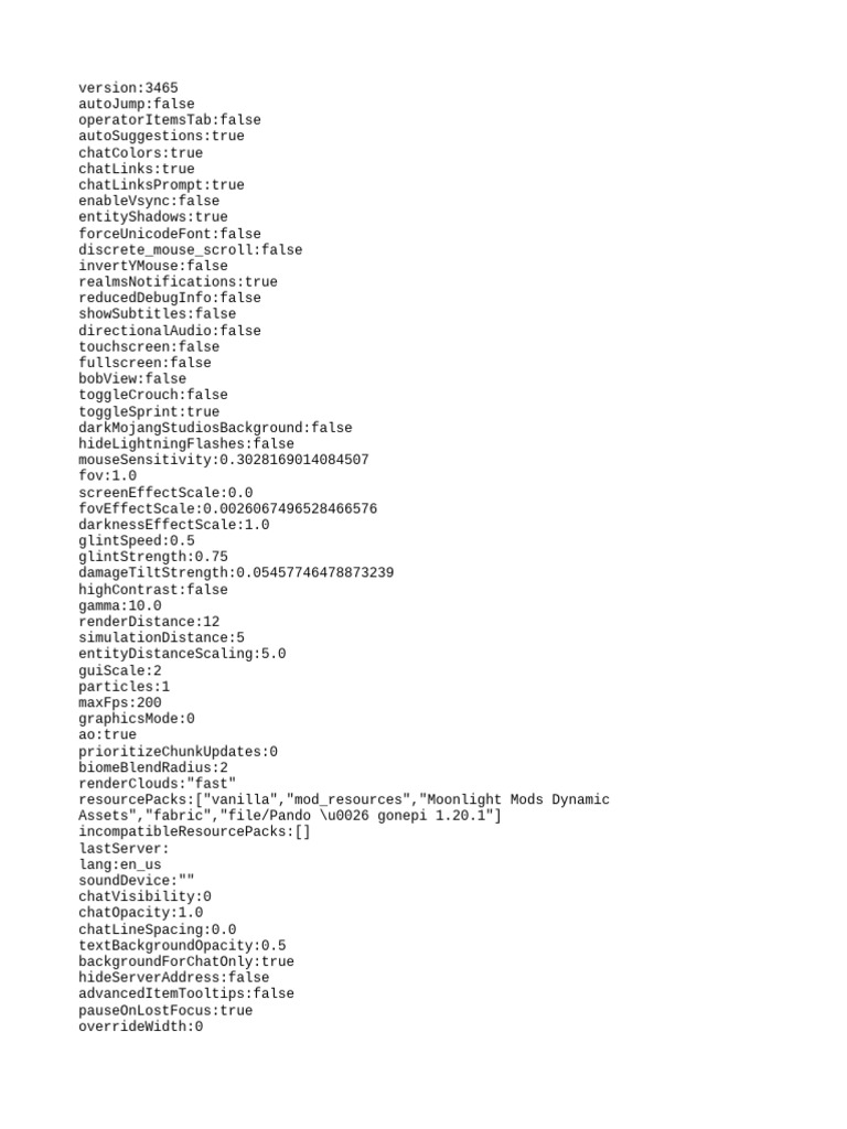 Minecraft Configuration Settings Guide | PDF