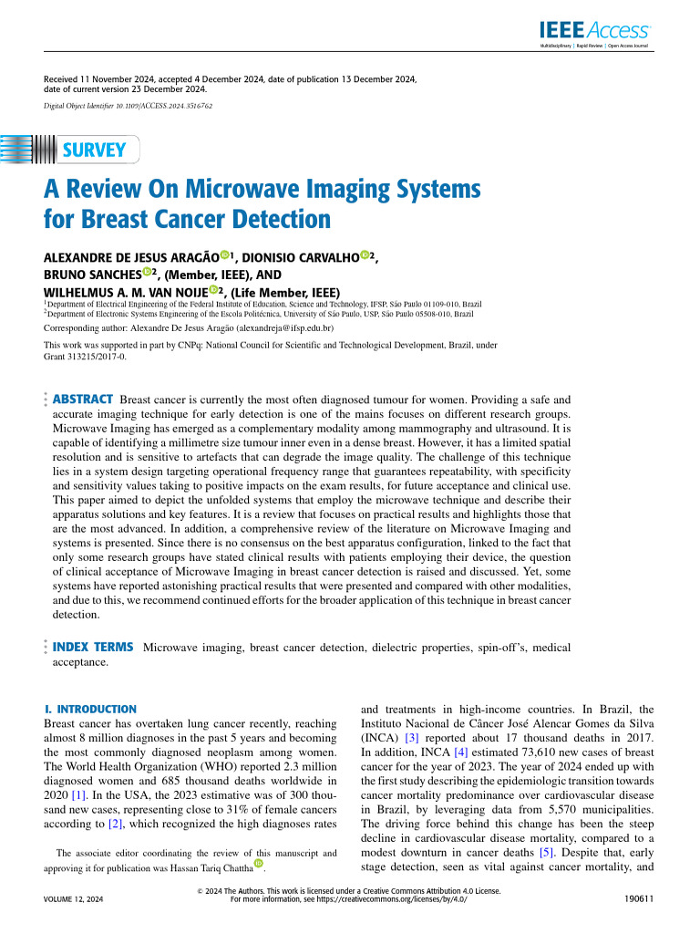 Microwave Imaging for Breast Cancer Detection | PDF | Mammography ...