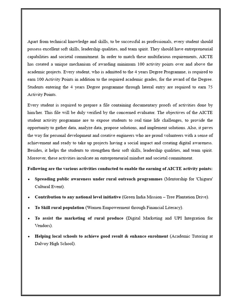AICTE Student Activity Program Overview | PDF | Soil | Trees