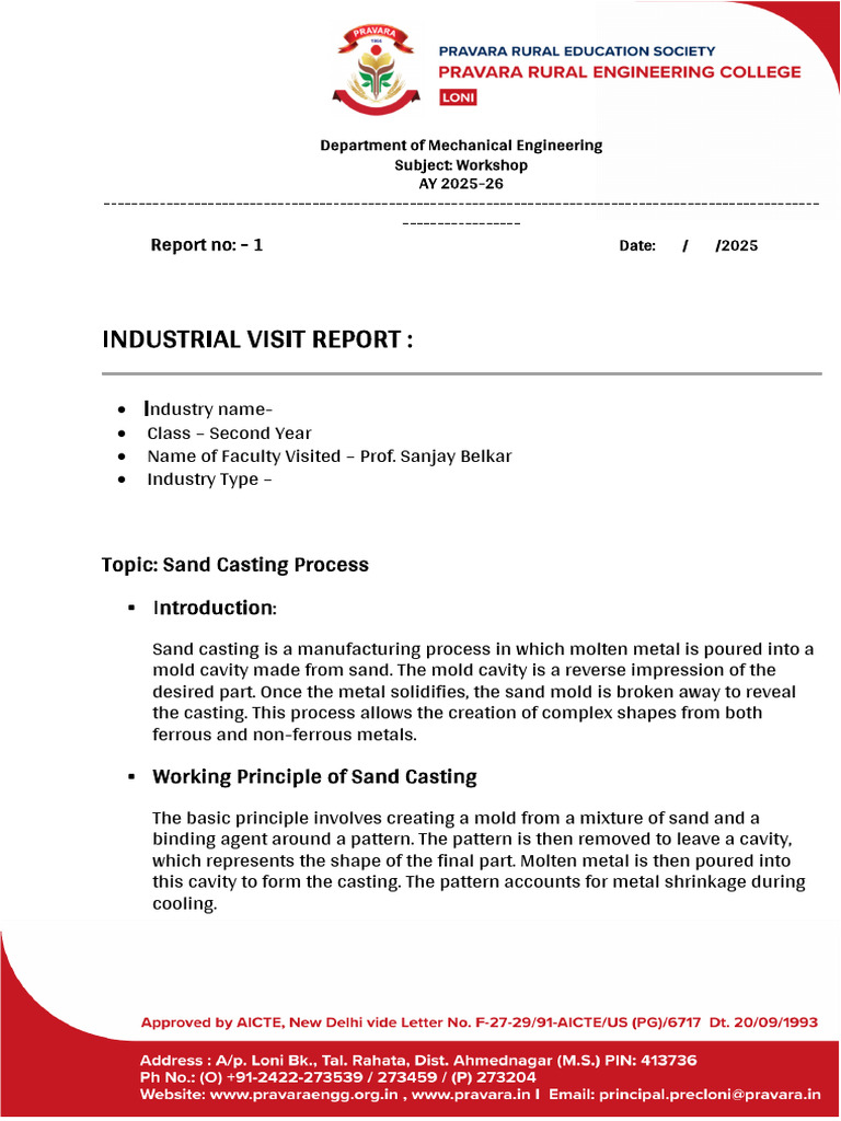 IV REPORT No.1 | PDF | Casting | Industrial Processes