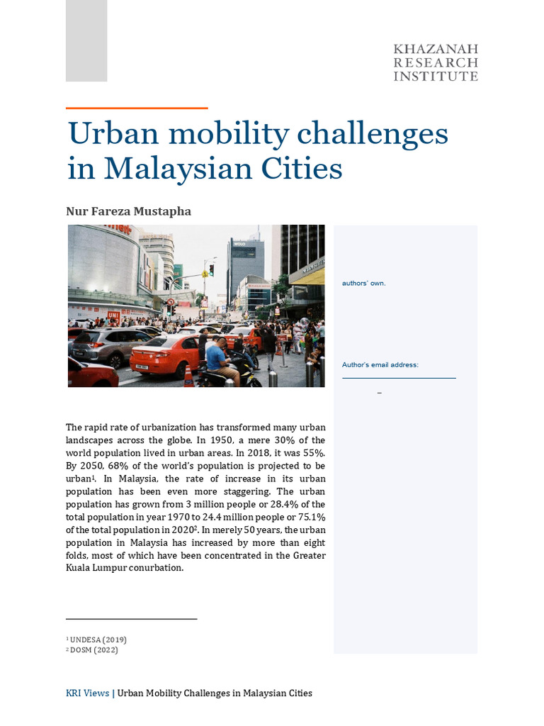 Urban Mobility Issues in Malaysian Cities | PDF | Public Transport ...