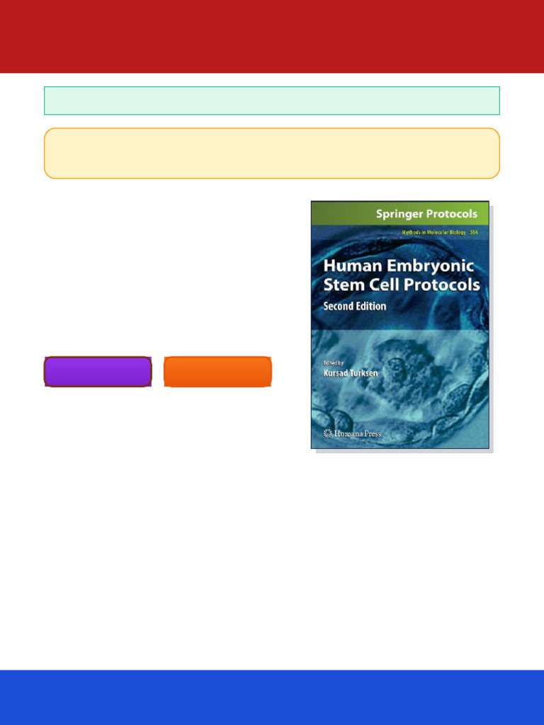 Human Embryonic Stem Cell Protocols 2nd Edition A. Henry Sathananthan ...