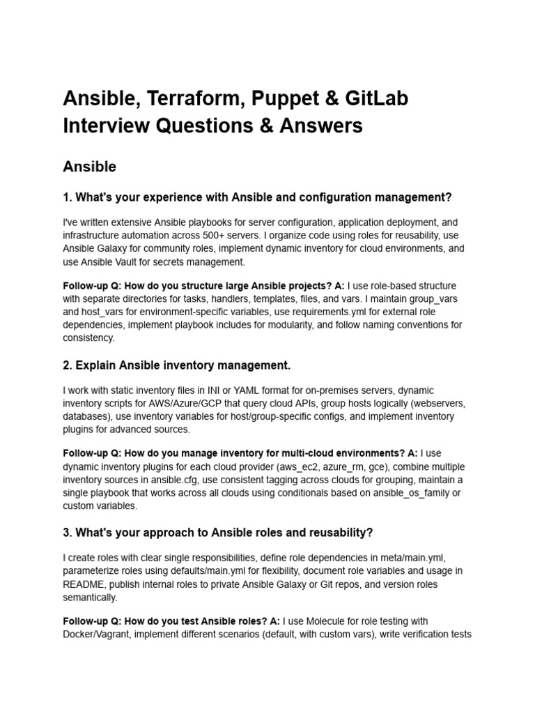 Ansible Interview Q&A Guide | PDF | Version Control | Load Balancing ...