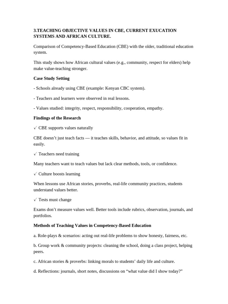 Teaching Objective Values CBE FIXED | PDF | Value (Ethics) | Teachers