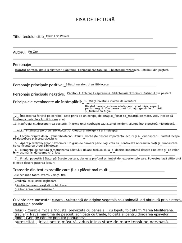 Model Fisa de Lectura Compress | PDF