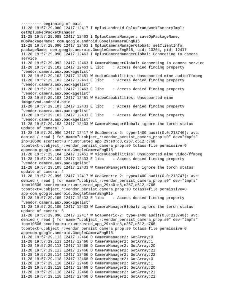 Oplus Camera Manager Log Analysis | PDF | Computing | Computer Science