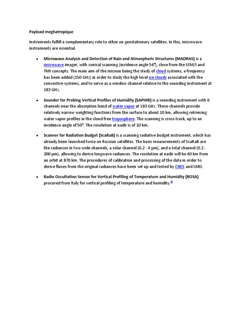 Payload Meghatropique | PDF | Science & Mathematics