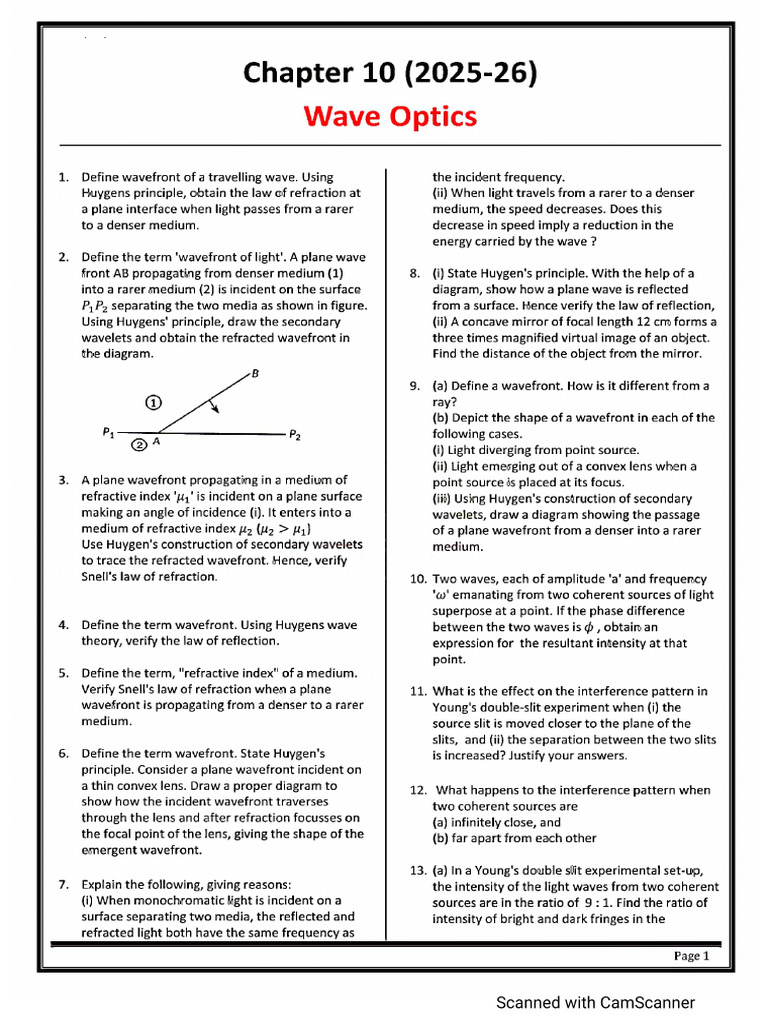 Wave Optics Chapter 10 | PDF