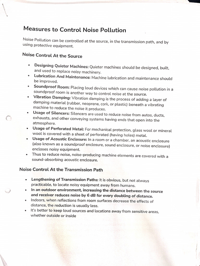 Measures To Control Noise Pollution | PDF