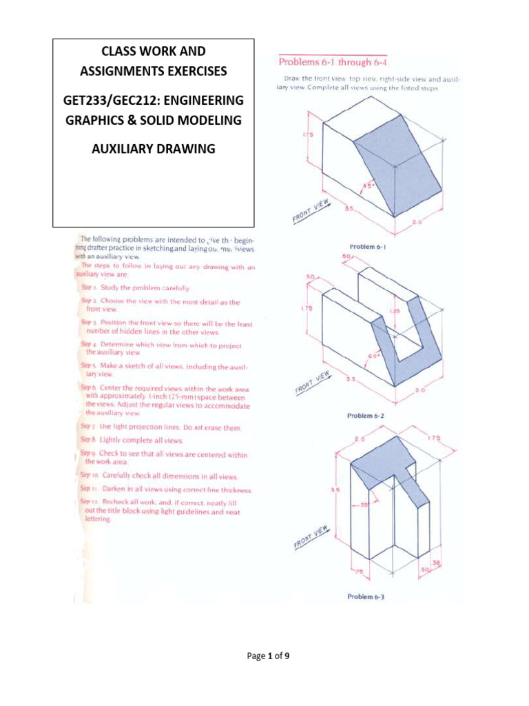 Class Work and Assignment Auxiliary Drawing Exercises | PDF