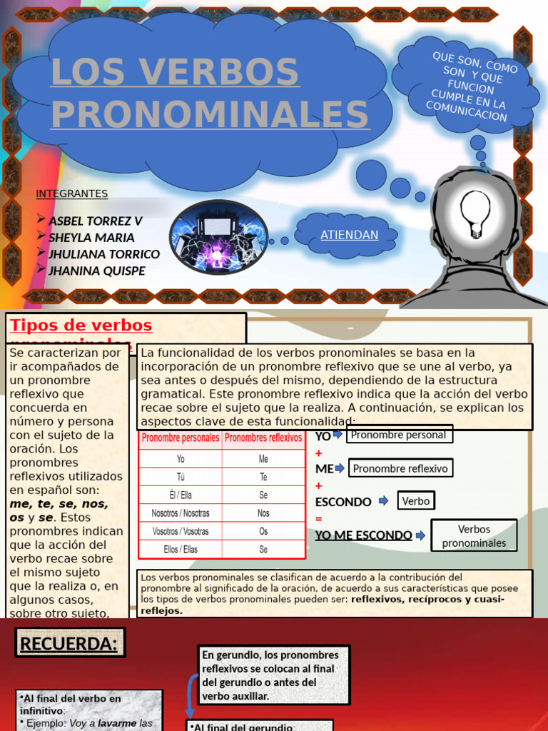 Verbos Pronominales en Español: Tipos y Funciones | PDF | Pronombre | Verbo