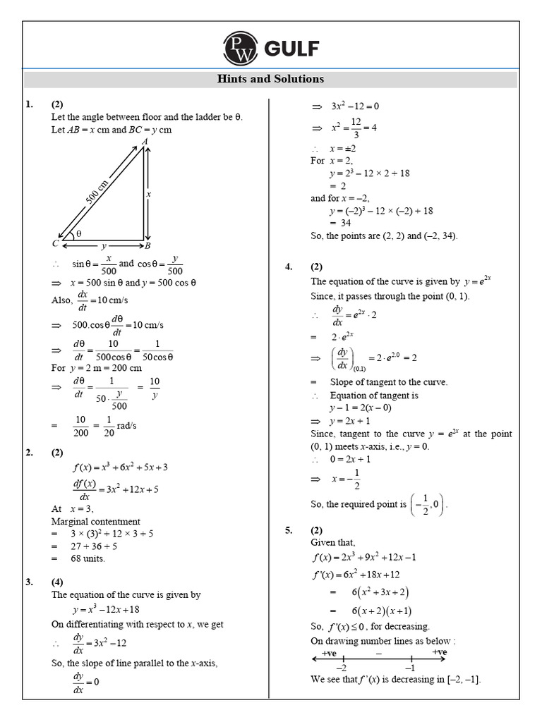 Subjective Test 03 Test Solution (Maths) | PDF | Tangent | Length
