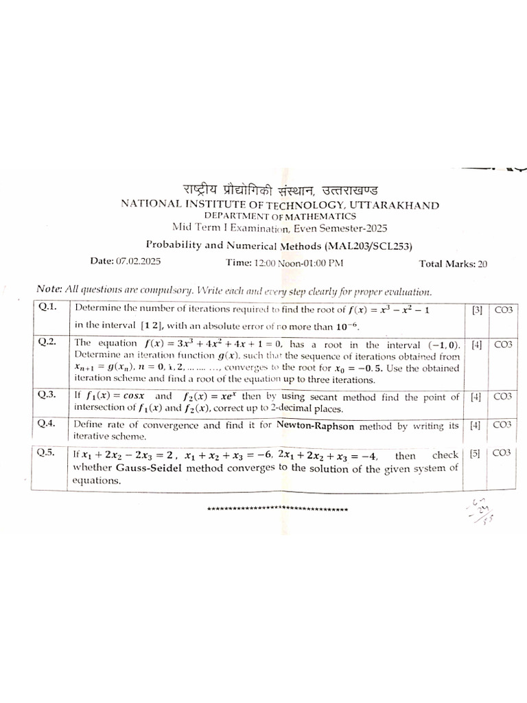 2nd Year Question Papers | PDF