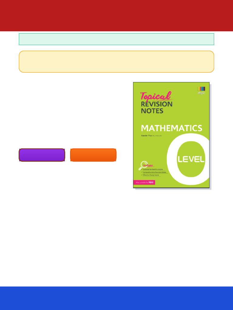 Topical Revision Notes Mathematics O Level 1st Edition Xander Yun Ebook ...