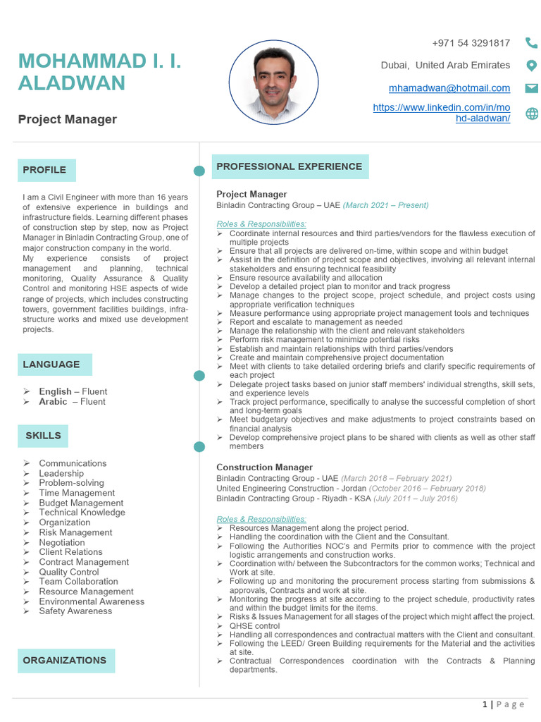 Civil Engineer Project Manager Profile | PDF | Project Management ...