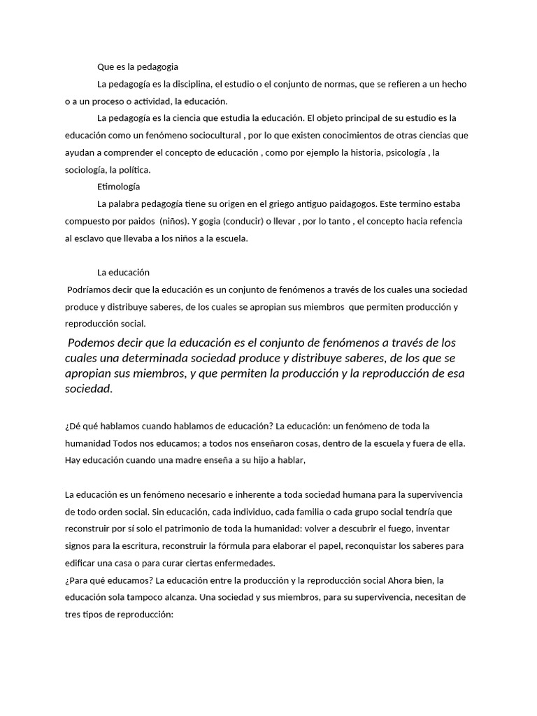 Introducción a la Pedagogía y Educación | PDF | Pedagogía | Sociedad