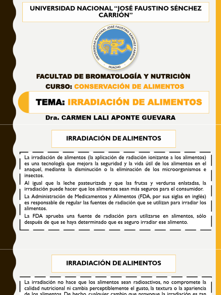 Sesión 15. Irradiación de Alimentos | PDF | Alimentos | Radiación