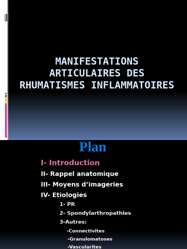 Rhumatismes inflammatoires : imagerie et étiologies | PDF ...