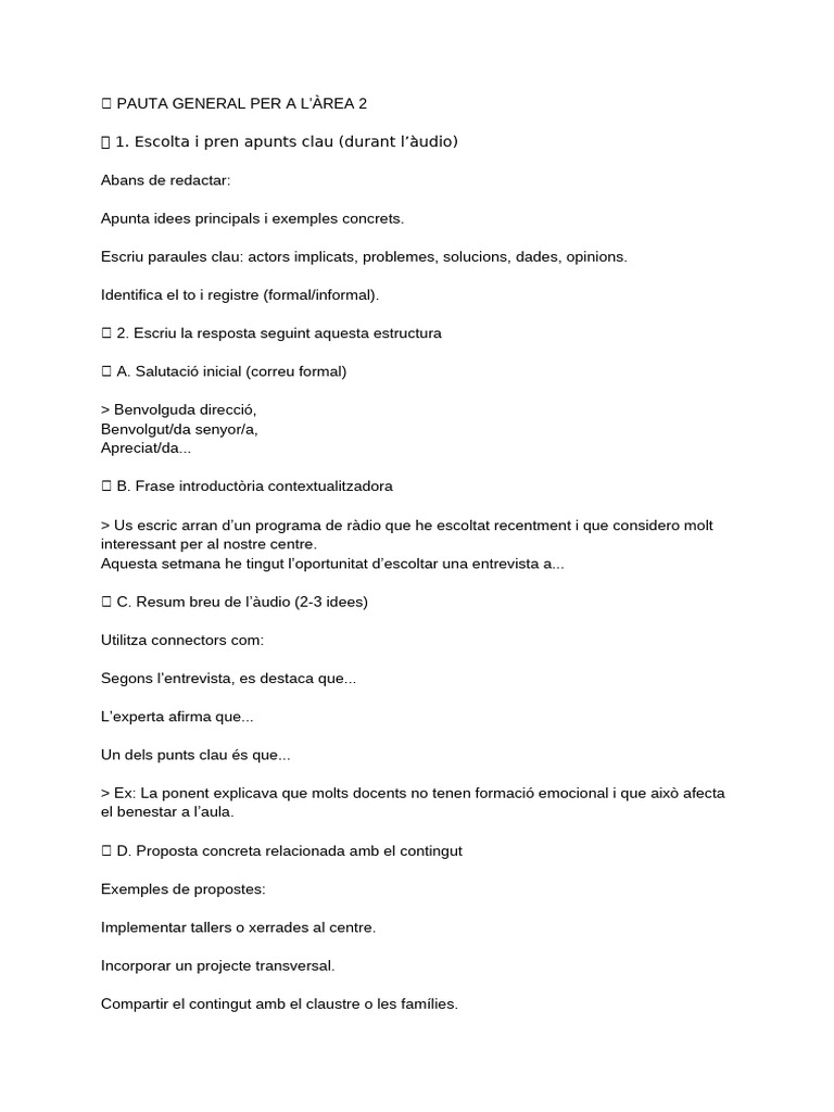 ? Pauta General Per A L'àrea 2 | PDF