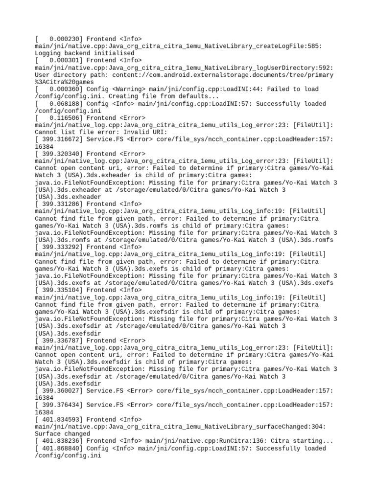 Citra Emulator Log Analysis | PDF | Computing | Computer Architecture