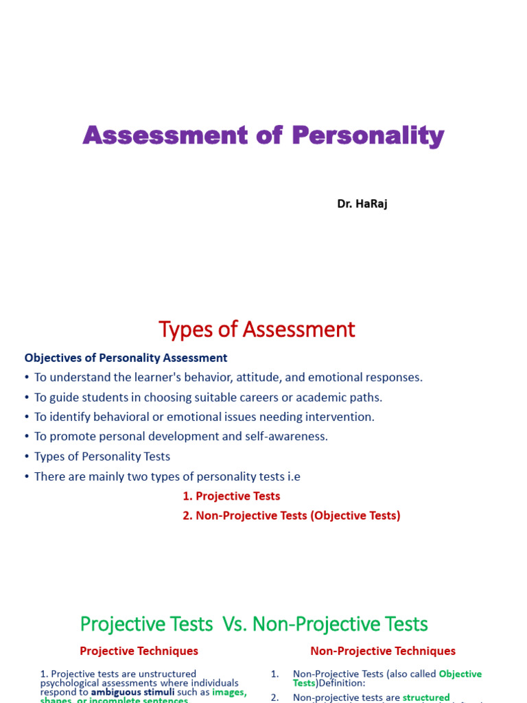 Personality Assessment Methods Explained | PDF