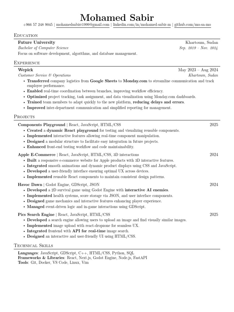 Mohamed Sabir Resume | PDF | Java Script | Computing