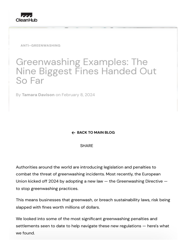 Greenwashing Examples _ the 9 Biggest Fines Given to Companies | PDF ...