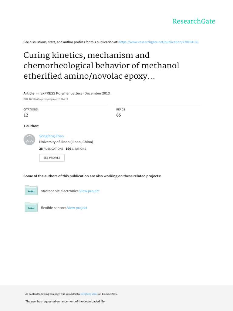 Curing Kinetics Mechanism and Chemorheological Beh 3.3 3.4 3.5 | PDF ...