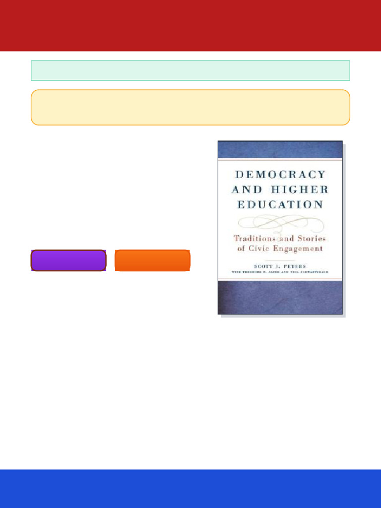 Democracy and Higher Education Traditions and Stories of Civic ...