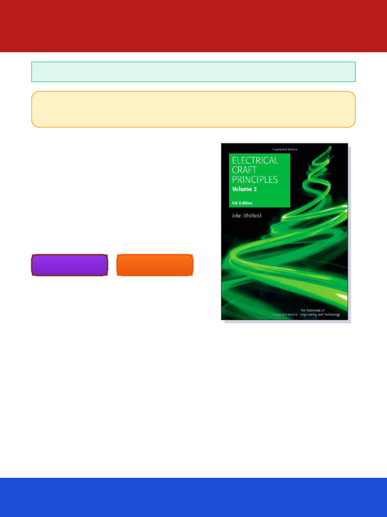 Electrical Craft Principles 5th Edition Volume 2 Iee J.F. Whitfield ...