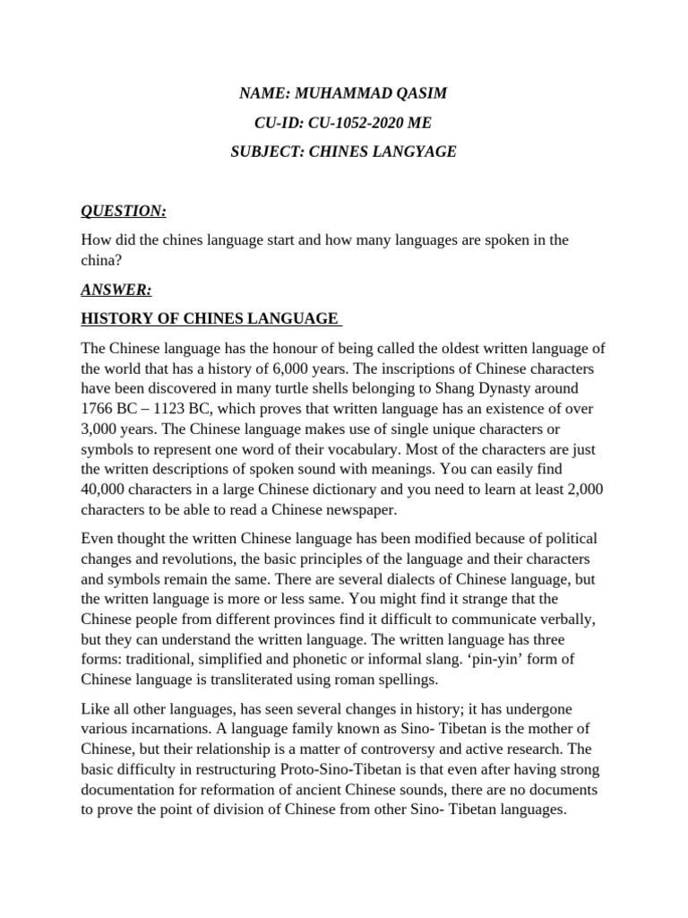 History and Diversity of Chinese Language | PDF | Mandarin Chinese ...