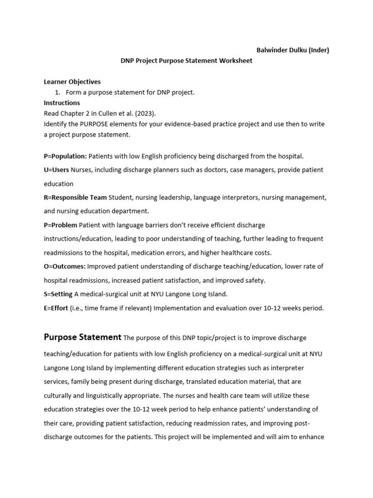 DNP Project: Enhancing Discharge Education | PDF