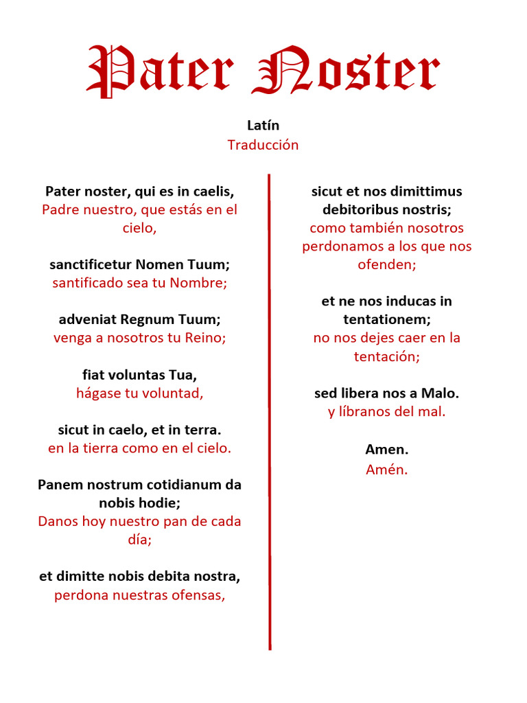 Pater Noster (Latín-español) | PDF