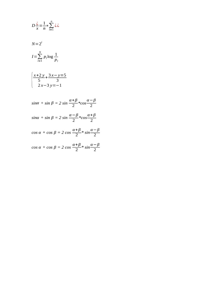 Mathematical Equations and Summations | PDF
