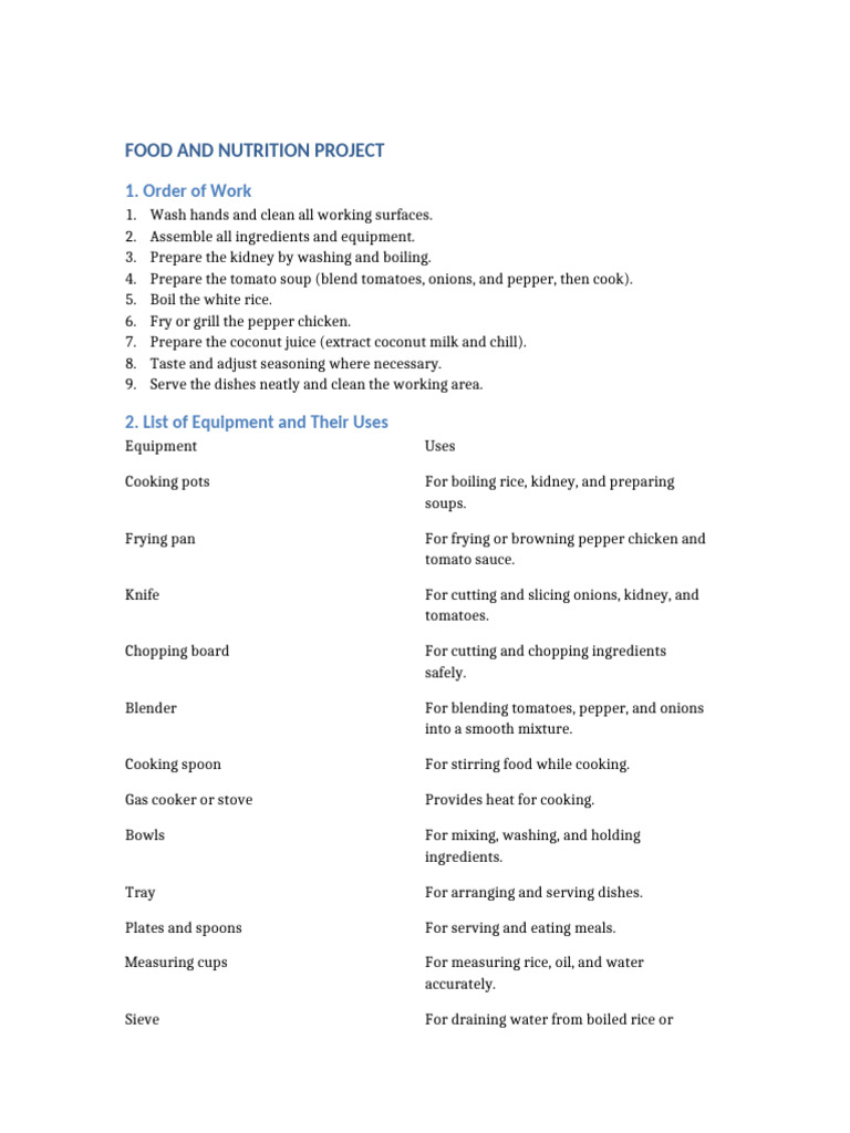 Food and Nutrition Project | PDF | Cooking | Soup