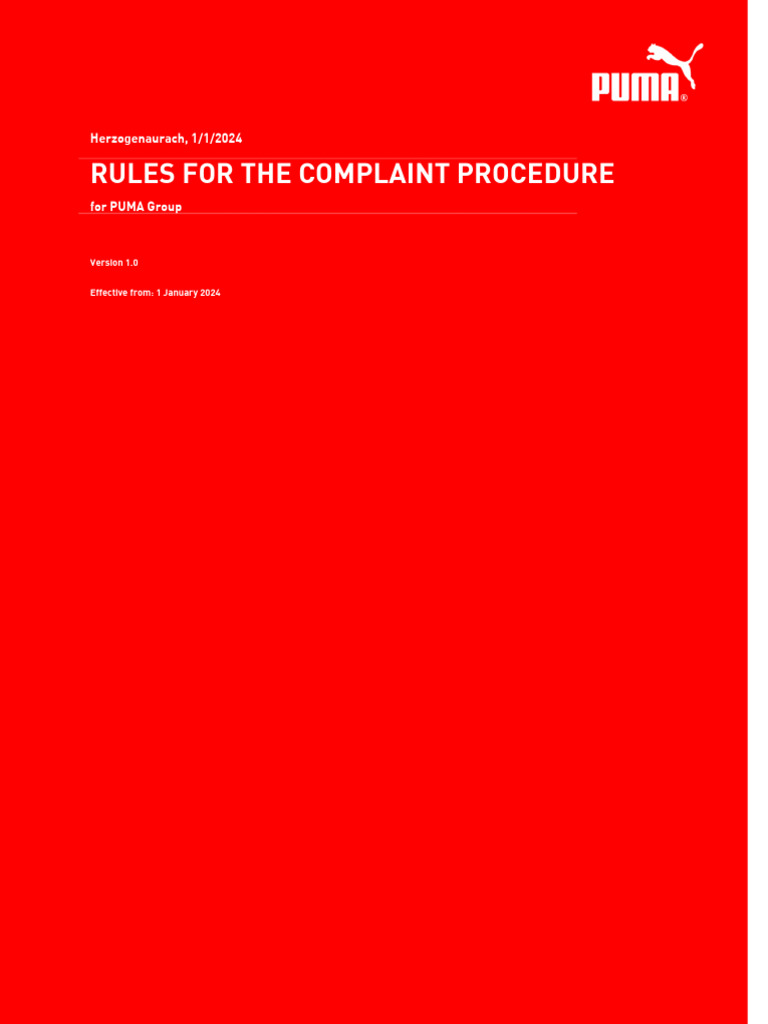 PUMA Complaint Procedure Guidelines | PDF | Human Rights | Risk