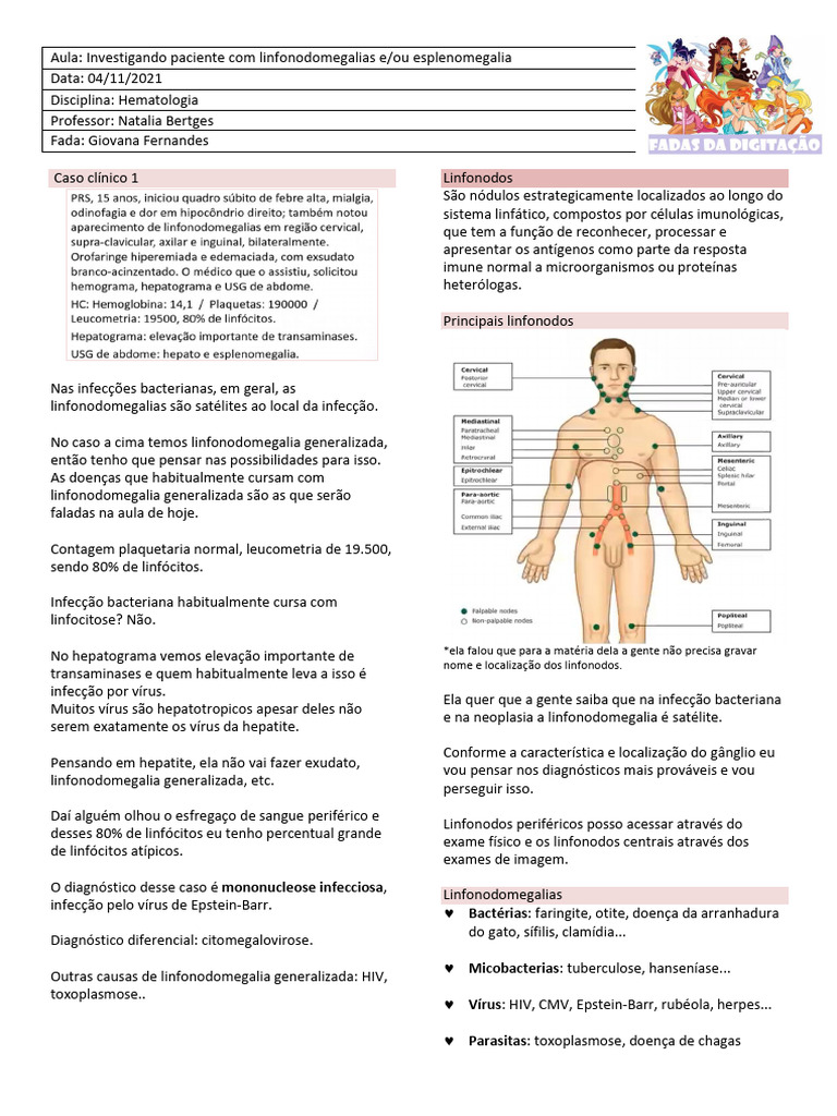 Diagnóstico de Linfonodomegalia e Esplenomegalia | PDF | Linfoma ...