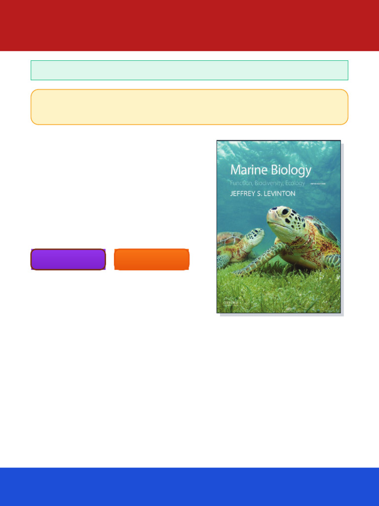 Marine Biology: - Function, Biodiversity, Ecology 1st Edition Jeffrey S ...